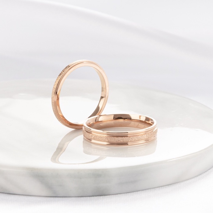 Nhẫn cặp đôi LAMY Milgrain Rose Gold Ring 8003RG & 8004RG