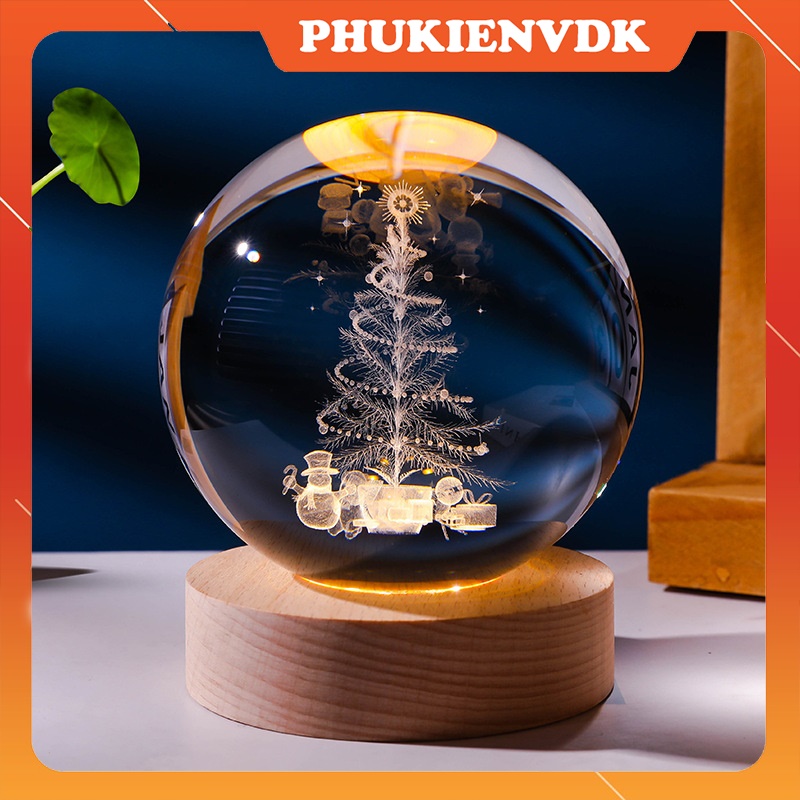 Đèn ngủ 3d quả cầu pha lê phát sáng quà tặng sinh nhật đồ lưu niệm trang trí