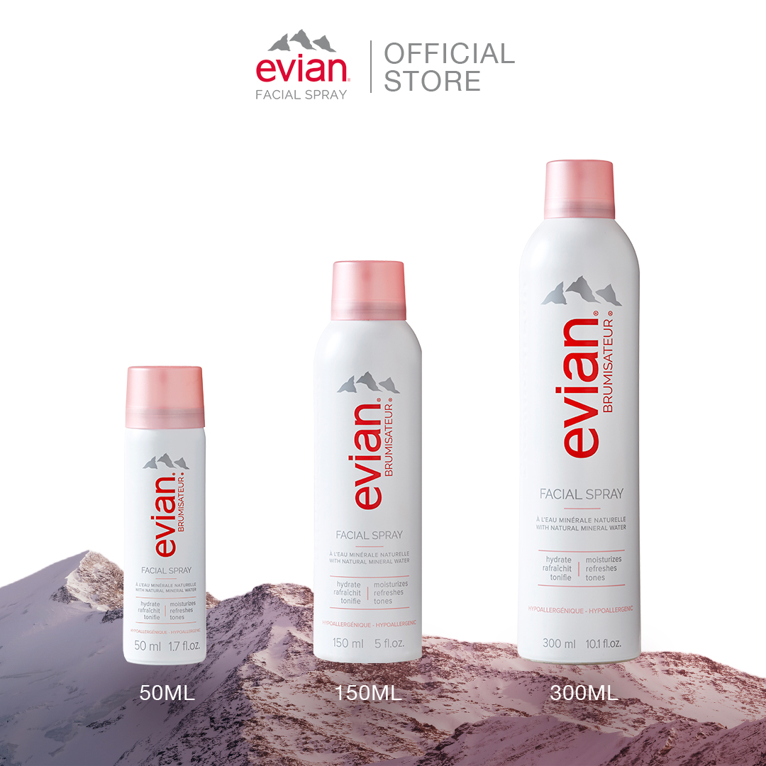 [DATE 2/2027] Combo 2 xịt khoáng cấp ẩm và làm dịu da Evian 300ml + 50ml