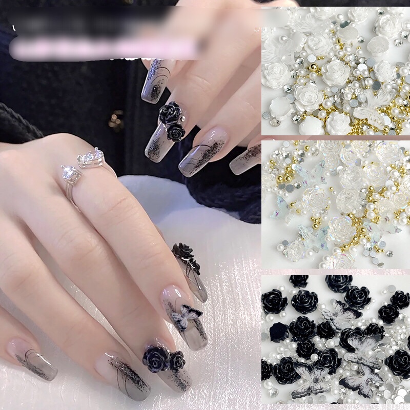 Charm nail, set charm hoa hồng trang trí nail
