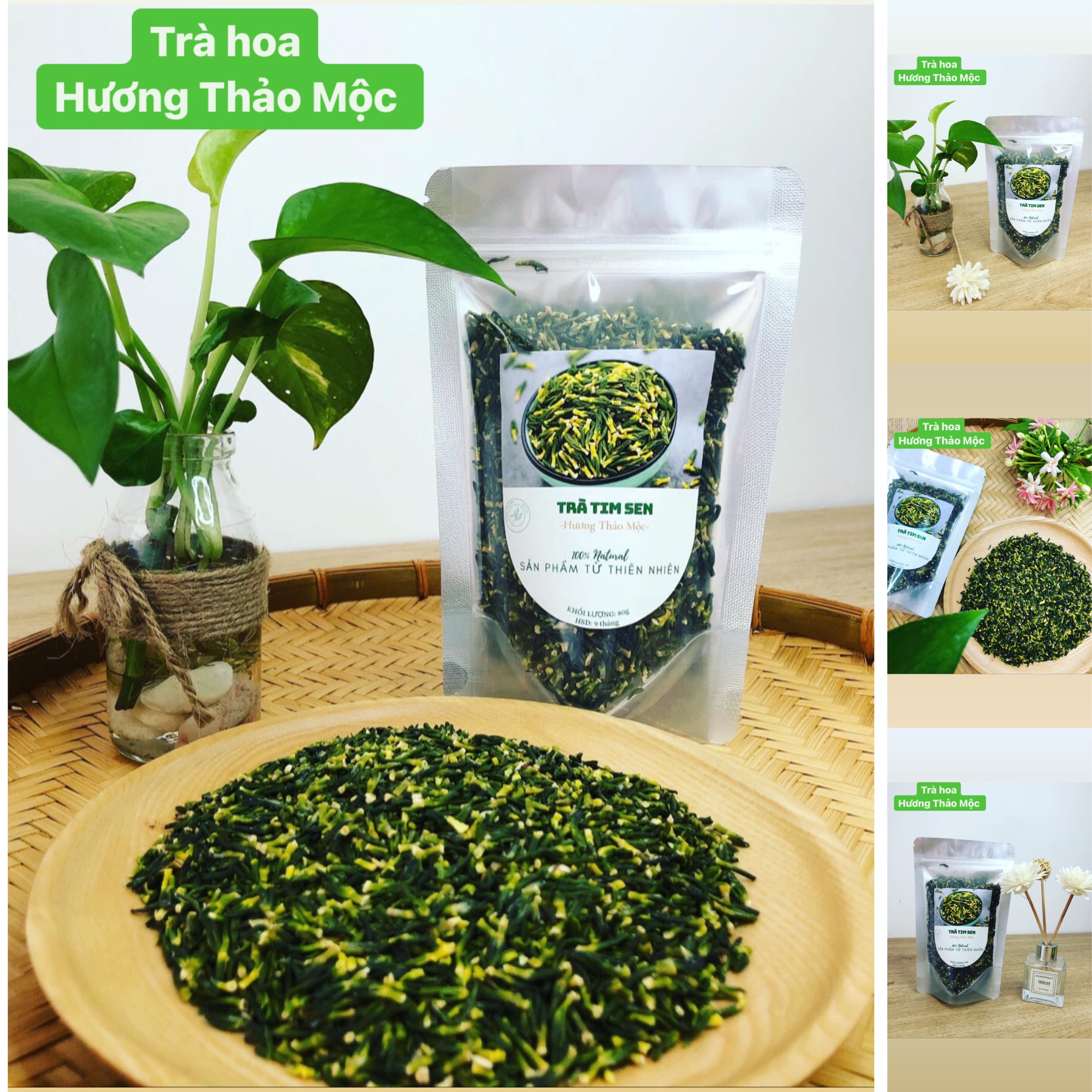 Trà Tim Sen (Tâm Sen) sấy lạnh - Trà Hoa Natural Thảo Mộc