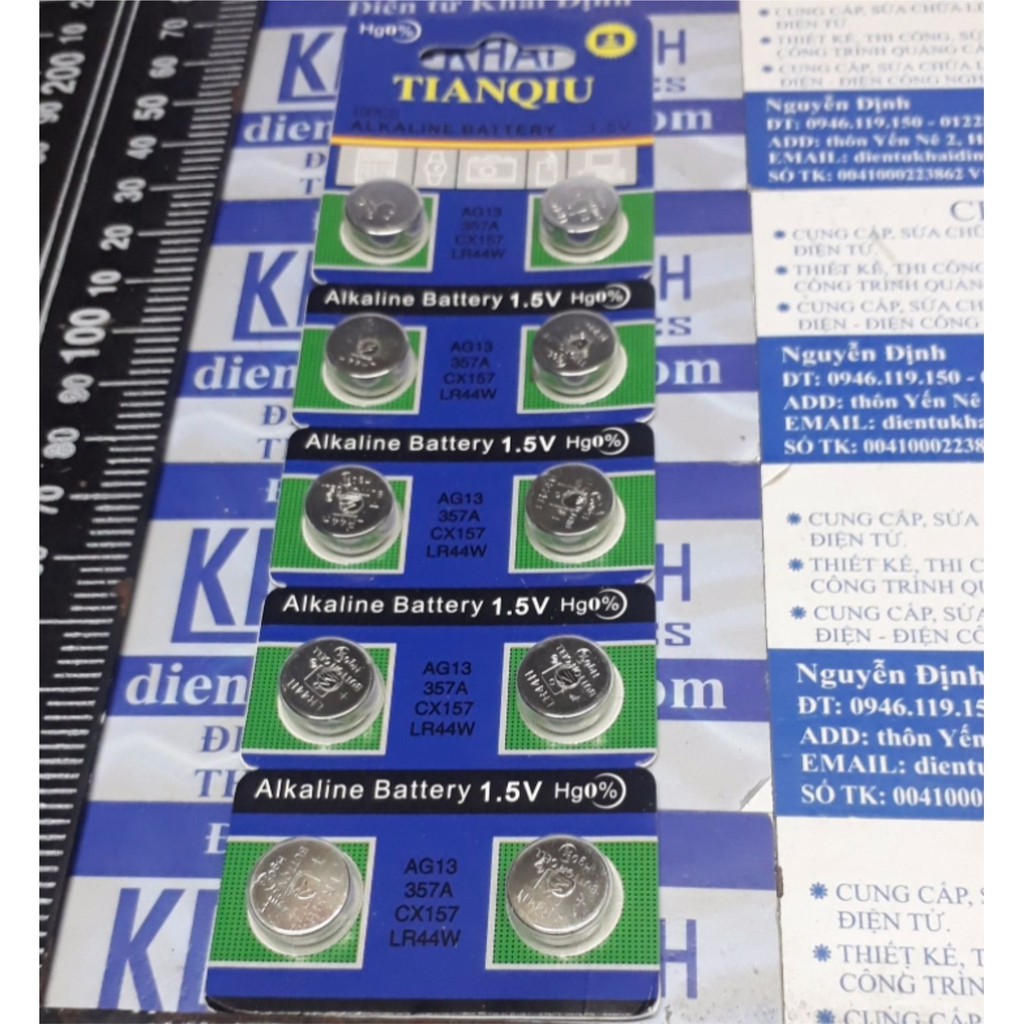 Vỉ 10 viên PIN đồ chơi LR44 LR1130 AG13 AG10 1.5V pin cúc áo nhỏ, loại dày/ mỏng kde5040
