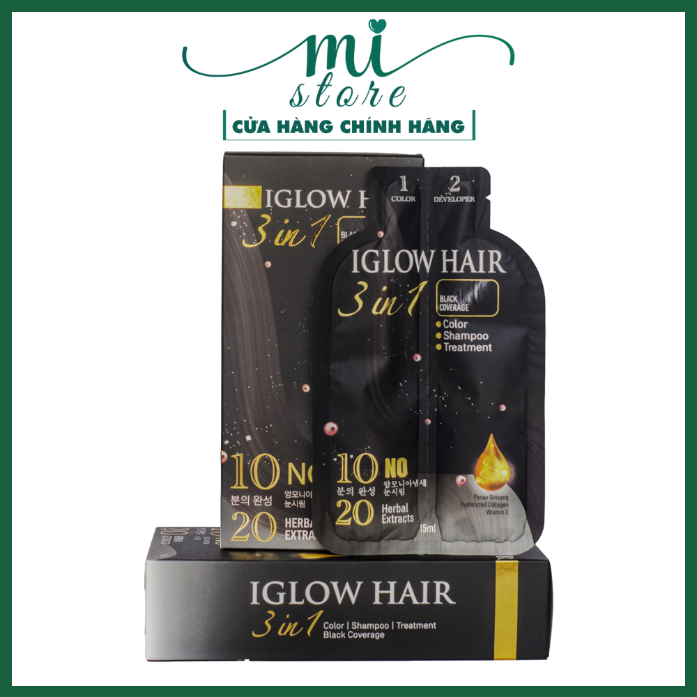 Iglow hair white hair cover 3 in 1 Black coverage Korean hair silver shampoo