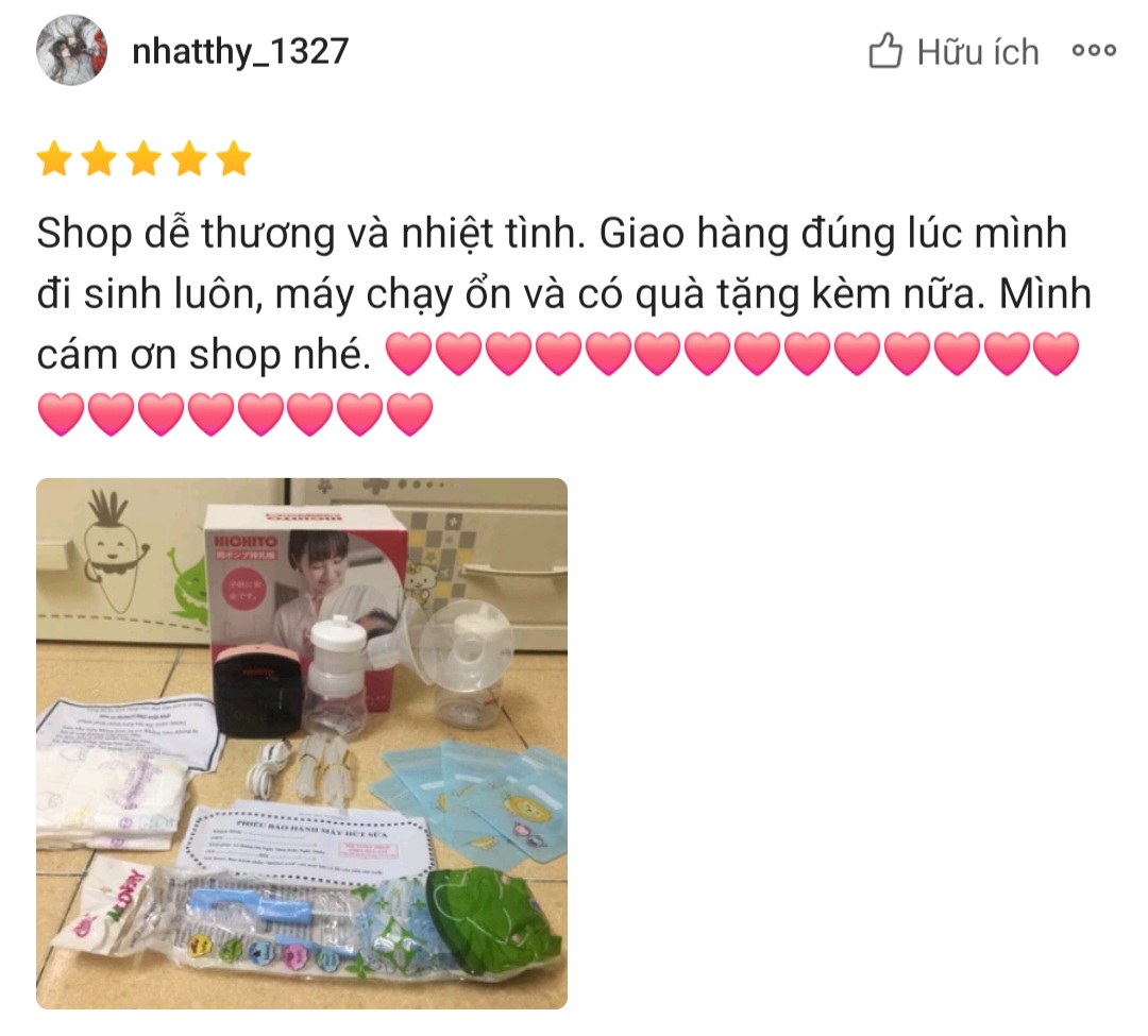 [Đổi Mới 12 Tháng-Tích Điện] Máy Hút Sữa Điện Đôi Hichito Nhật Bản (Massge Siêu Êm -Vắt Sữa Siêu Kiệt)