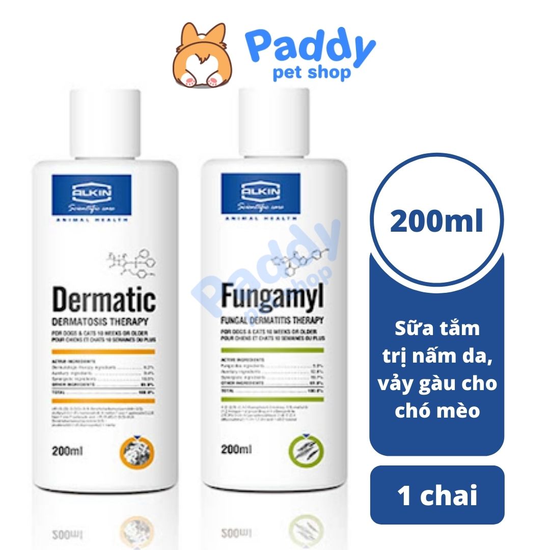 Sữa Tắm Fungamyl & Dermatic Ngừa Nấm Da, Vảy Gàu Cho Chó Mèo 200ml