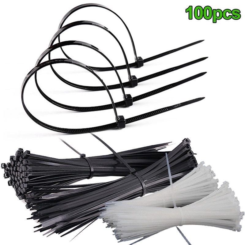 (HCM)Set 100 Dây Rút Trắng/ Đen Size 150 x 2.5mm
