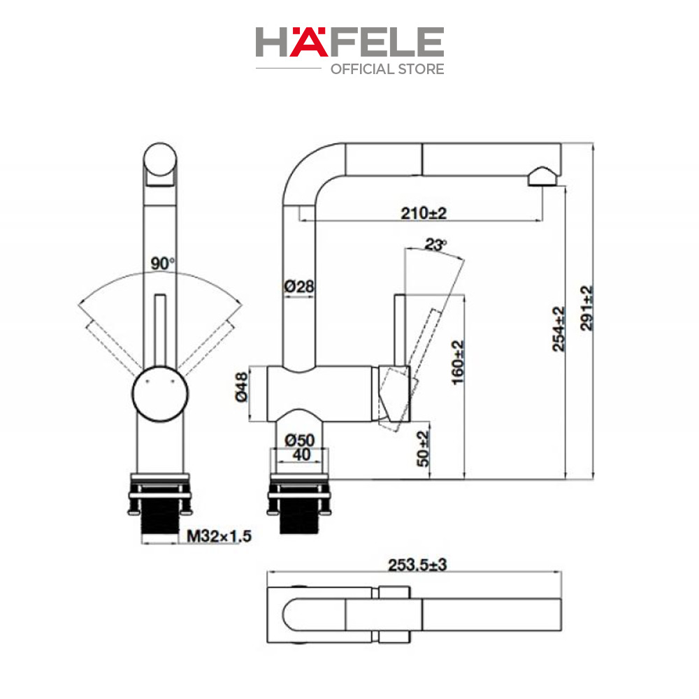 Vòi bếp Hafele HT21-CH1P254 577.55.200