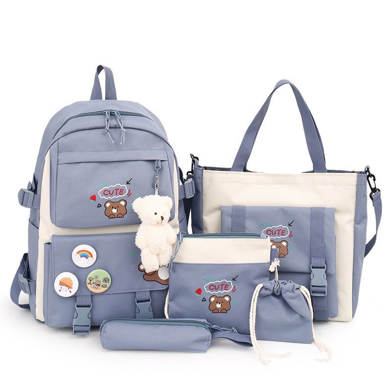 Combo Balo 4 Món Đi Học, Balo Thời Trang - SET GẤU CUTE