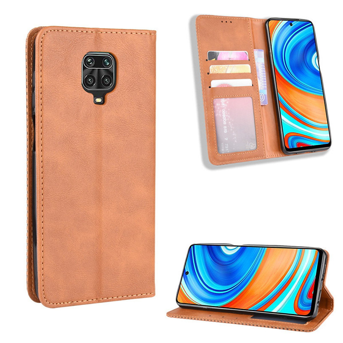 Bao da dạng ví cho xiaomi remi note 9s, note 9 pro, note 9 pro max hít nam châm cao cấp , có ngăn đựng tiền và thẻ