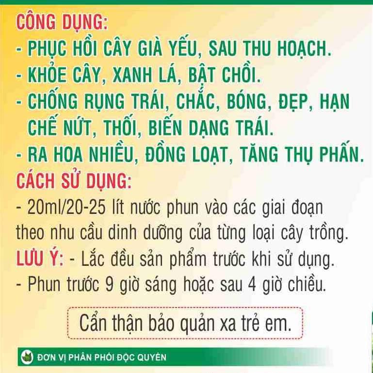 Phân Bón Lá Sinh Học A4 - phân bón amino acid 500ml