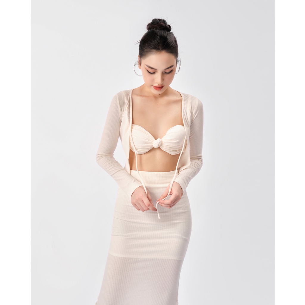 Set áo cúp, cardigan và váy midi CHOUX SET- Tipblu