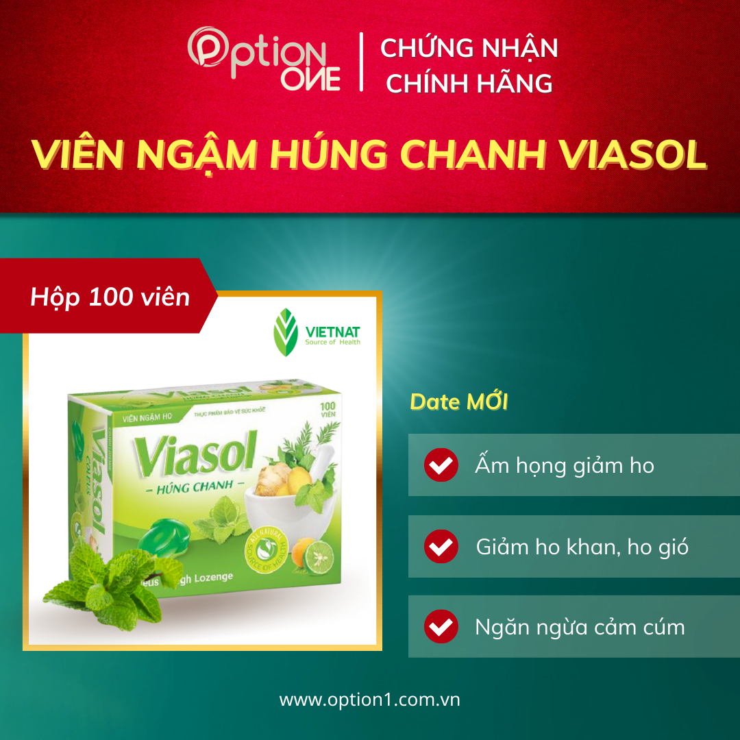 Kẹo Ngậm thảo mộc Giảm Ho Viasol Húng Chanh hộp 100v Vietnat