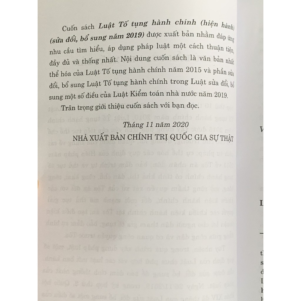 Sách- Luật Tố tụng hành chính (hiện hành) (sửa đổi, bổ sung năm 2019)