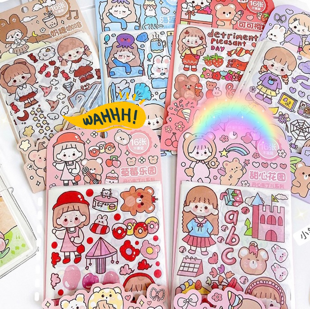 Gói 16 Tấm Sticker Kèm Cây Cán Phẳng