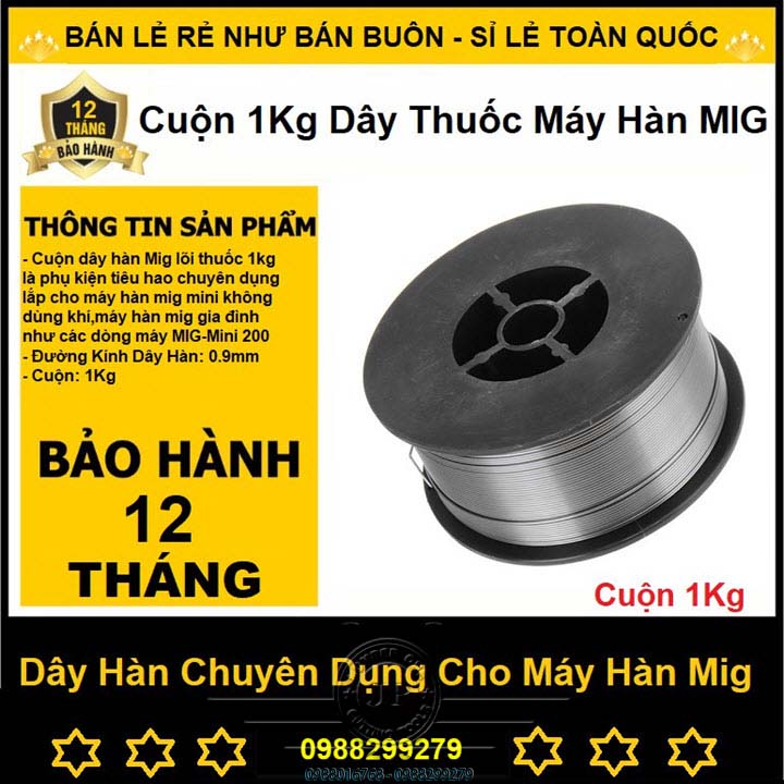 Cuộn dây hàn mig không dùng khí 1kg, Cuộn dây hàn mig 1kg lõi thuốc