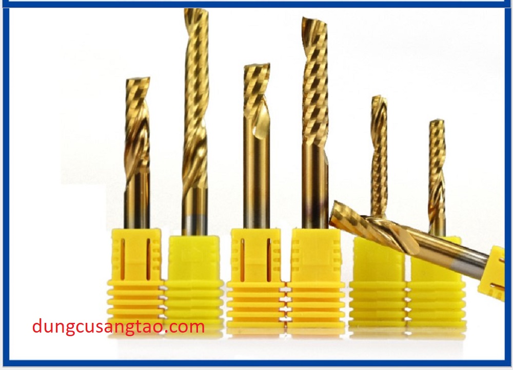 Dao phay 1 me xoắn xcan phủ titan cốt 4mm cốt 6mm / dao 1 me xoắn phay, cắt gỗ, nhựa, mdf, acrylic, pvc / dao phay gỗ, nhựa cốt 4mm 6mm