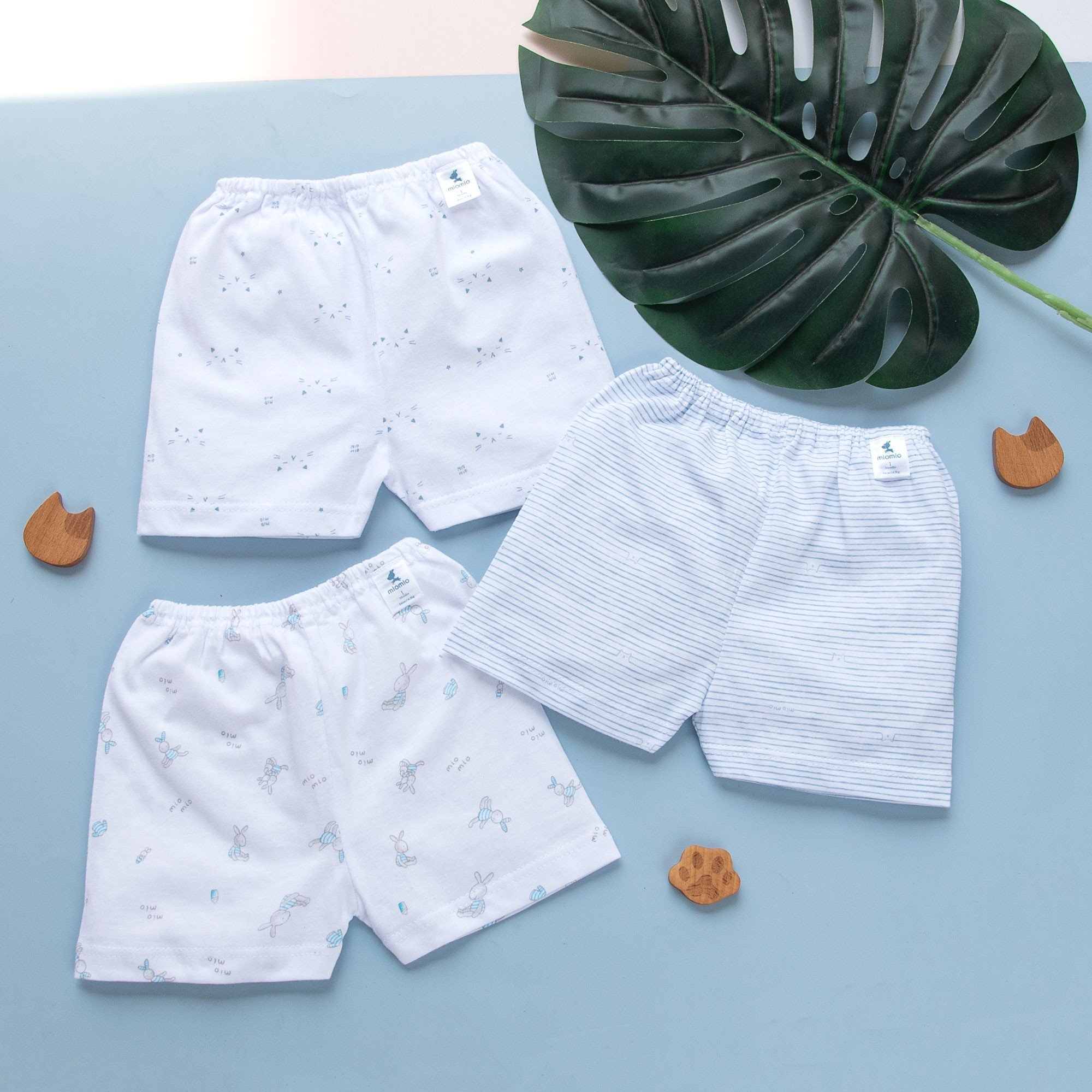 Combo 3 quần ngắn sơ sinh miomio cho bé trai, bé gái , vải cotton