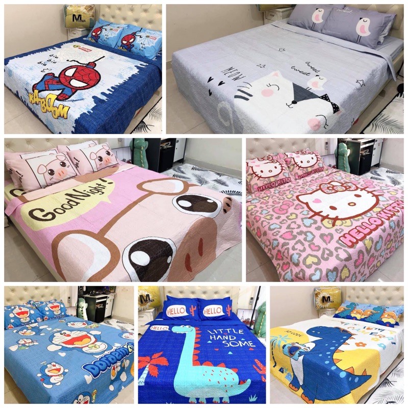 Chăn hè cotton poly 5d hoạt hình kích thước 2mx2m2