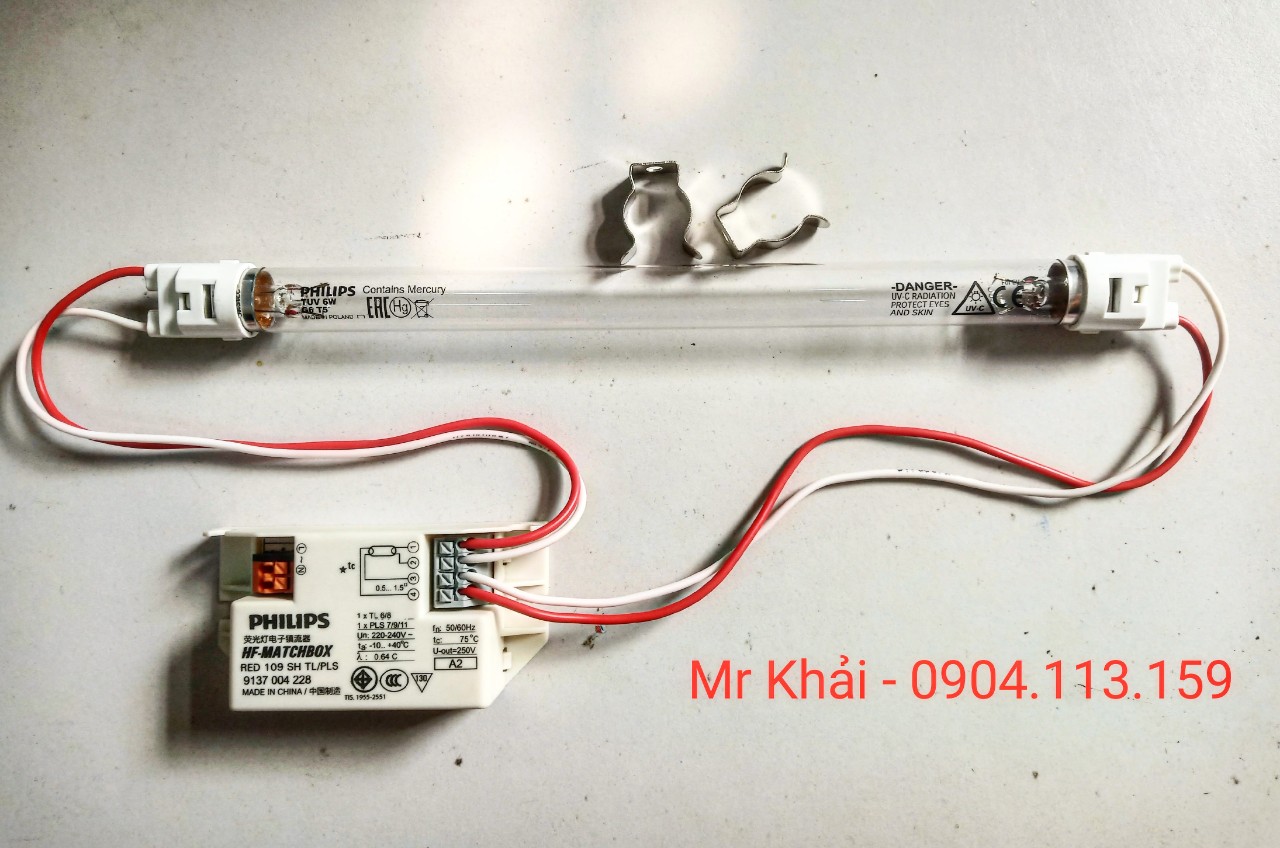 (SALE) Bộ đèn UV 6W G6T5 Philips dạng rời
