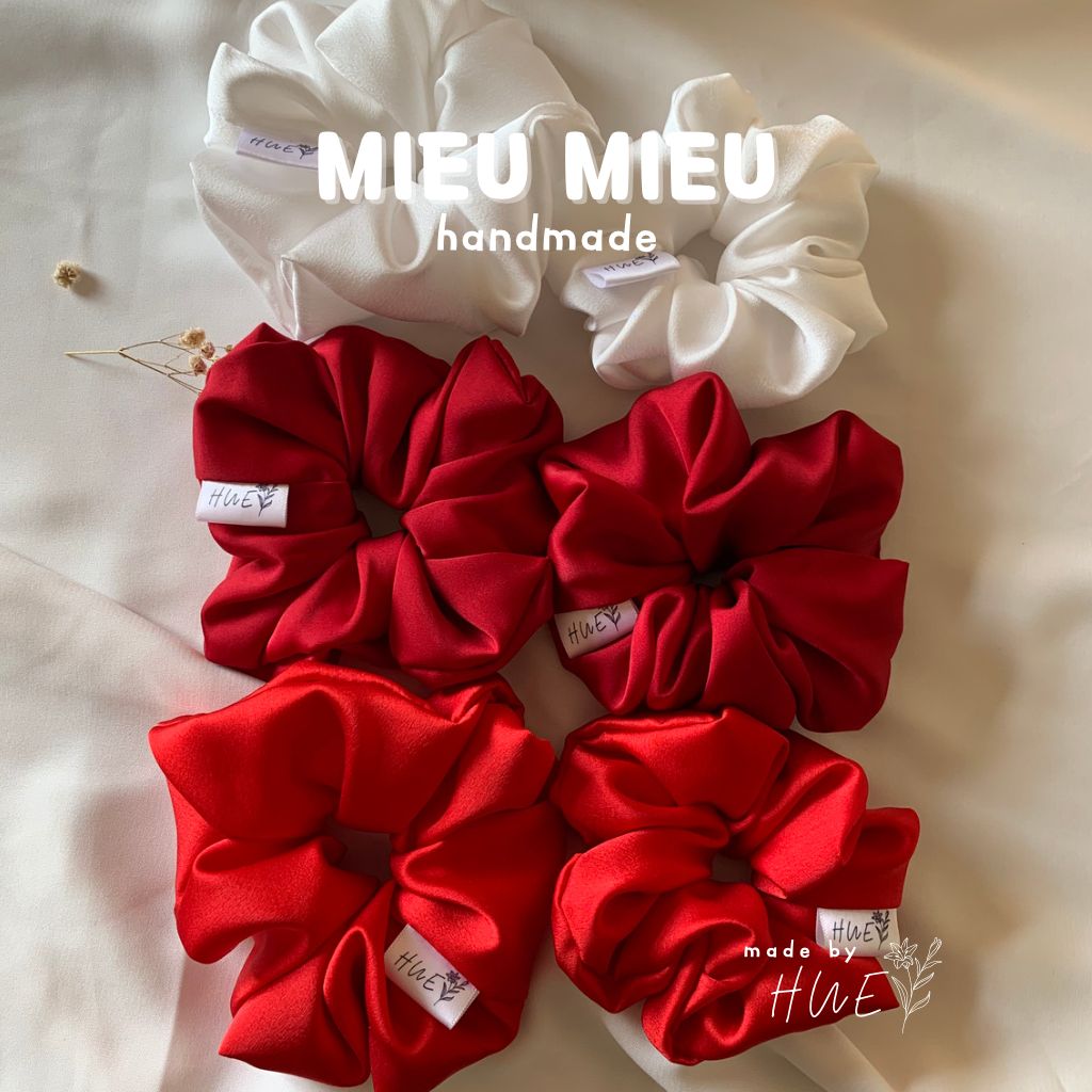 Cột tóc scrunchies handmade chất liệu lụa mềm mịn chun co giãn bảo vệ tóc S1016
