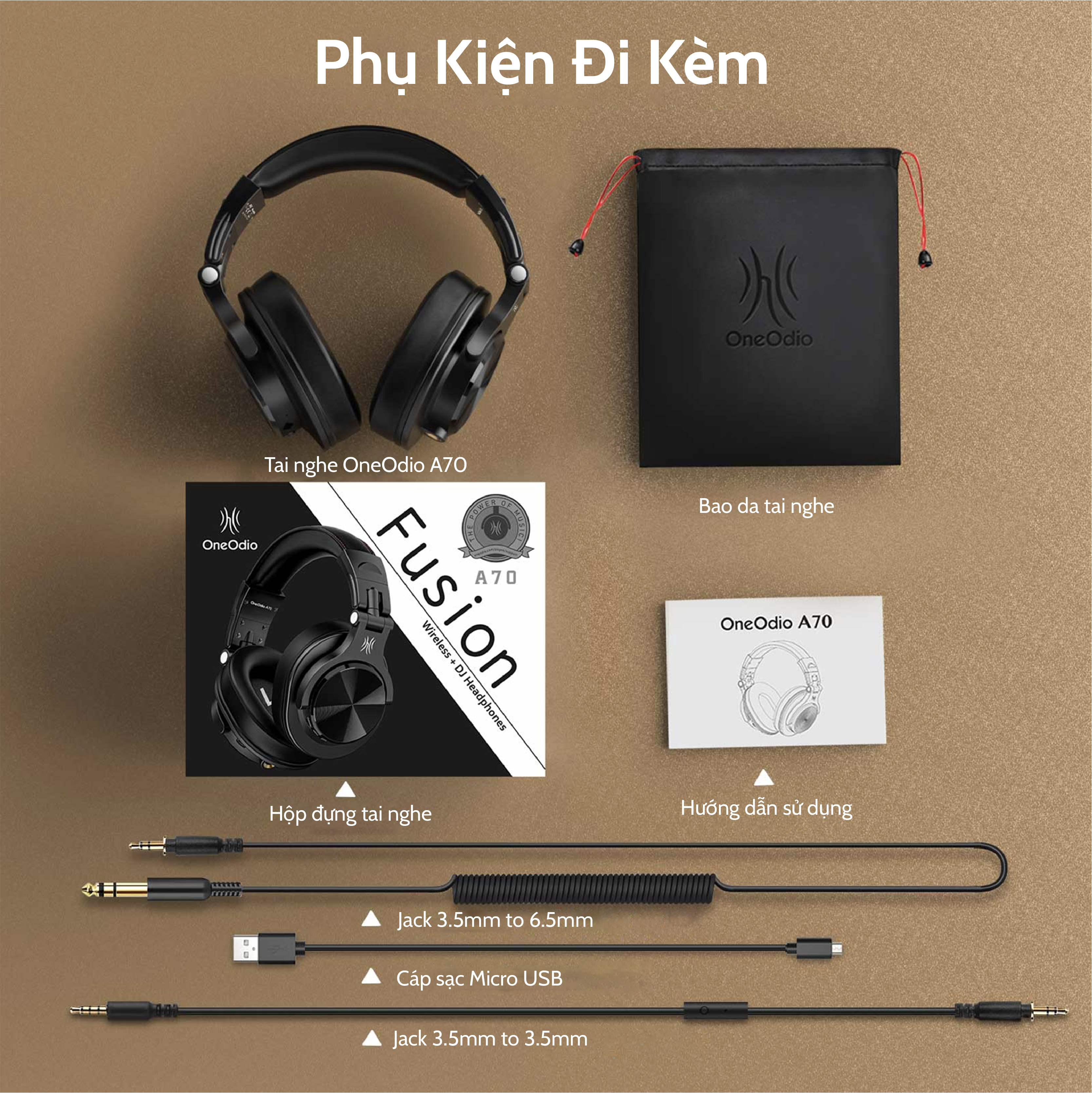 Tai nghe Bluetooth Headphone OneOdio A70 Chính Hãng
