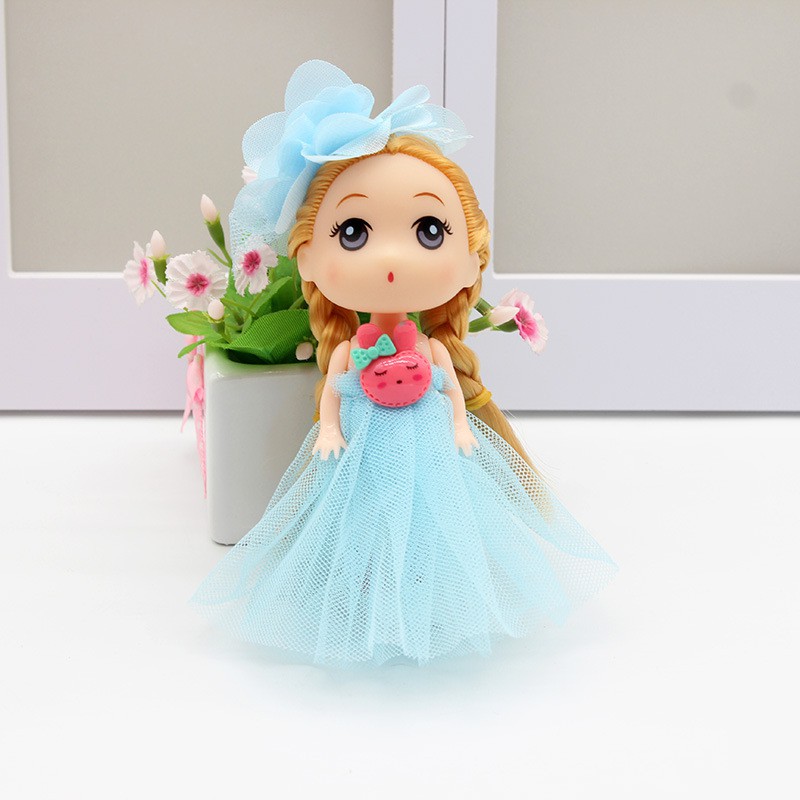 Đồ trang trí bánh bupbe chipi 12cm nơ váy dài