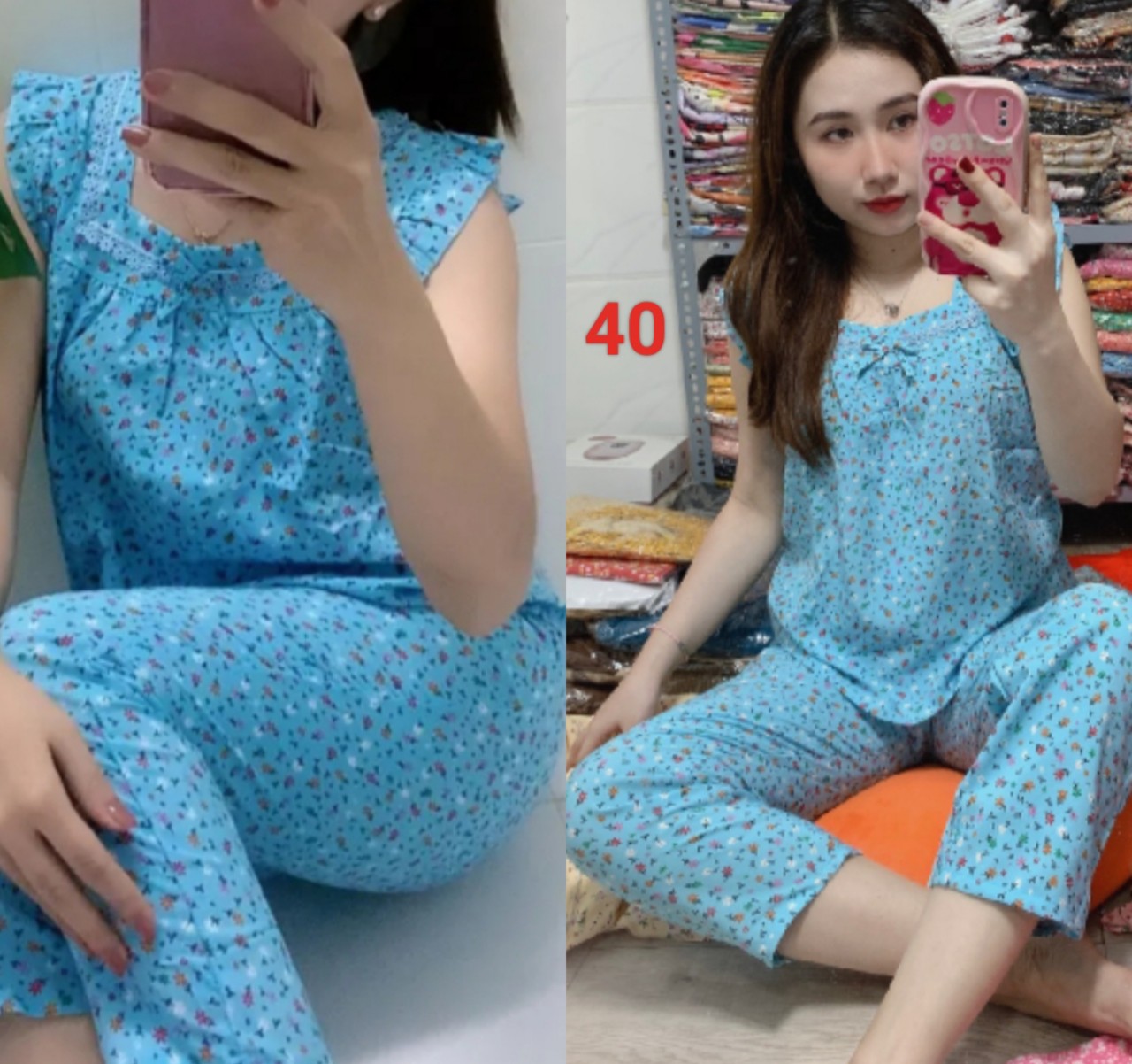 [HCM](40kg -> 75kg) Đồ Bộ nữ, Quần 9 tấc có túi, Vải Lụa Hàn, ảnh thật