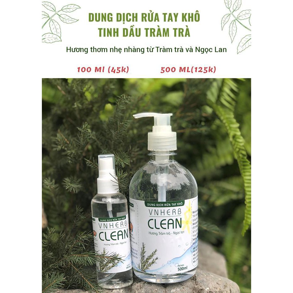 Dung dịch rửa tay khô Vnherb Clean (100ml - 500ml)