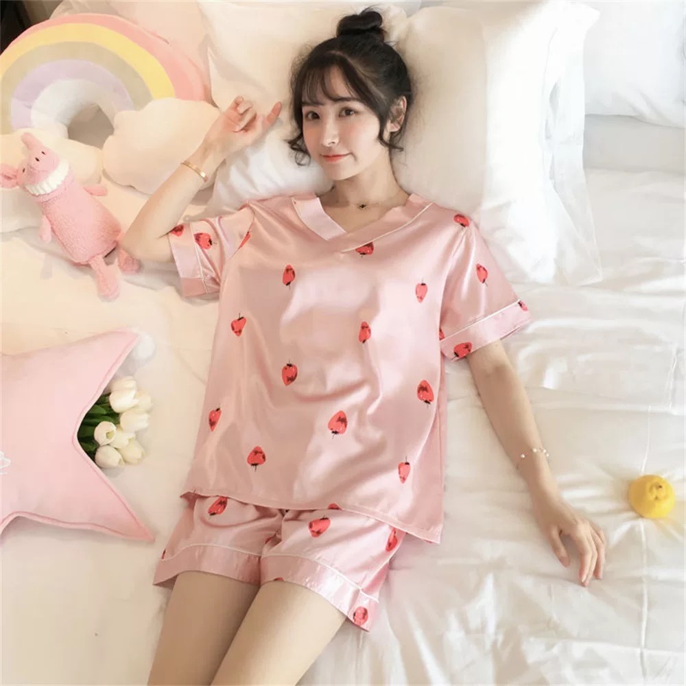 (1) [HCM] [Bigsize 3XL- 5XL] [Ảnh thật] [M-5XL] [Siêu rẻ] Bộ đồ ngủ/ mặc nhà lụa đùi cổ tim