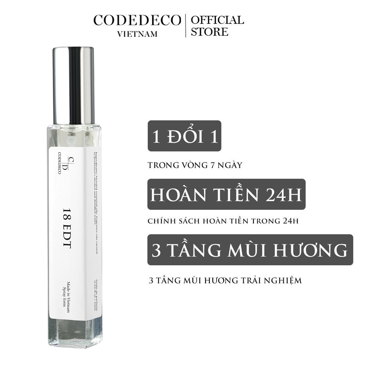 Tinh dầu nước hoa CODEDECO 18 EDT 10ml, nam tính, tươi mát