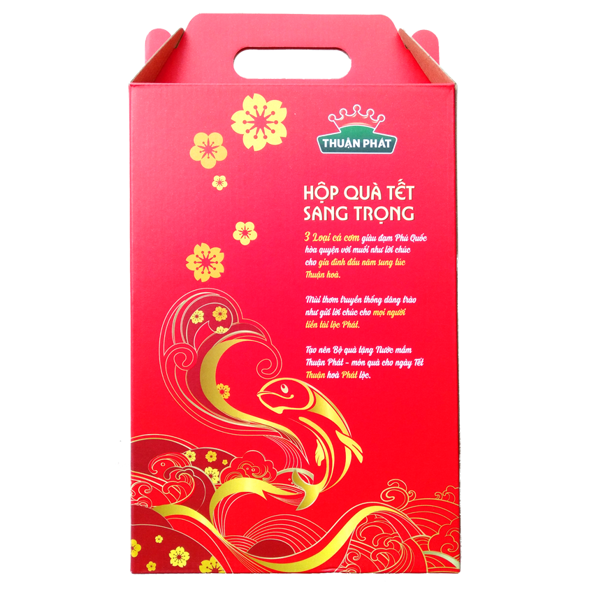 [Hộp Quà Tết] Nước Mắm Cá Cơm Thuận Phát Loại 40 Độ Đạm 620ml  (2 Chai Tặng 1 Chai Nhỏ 250ml)