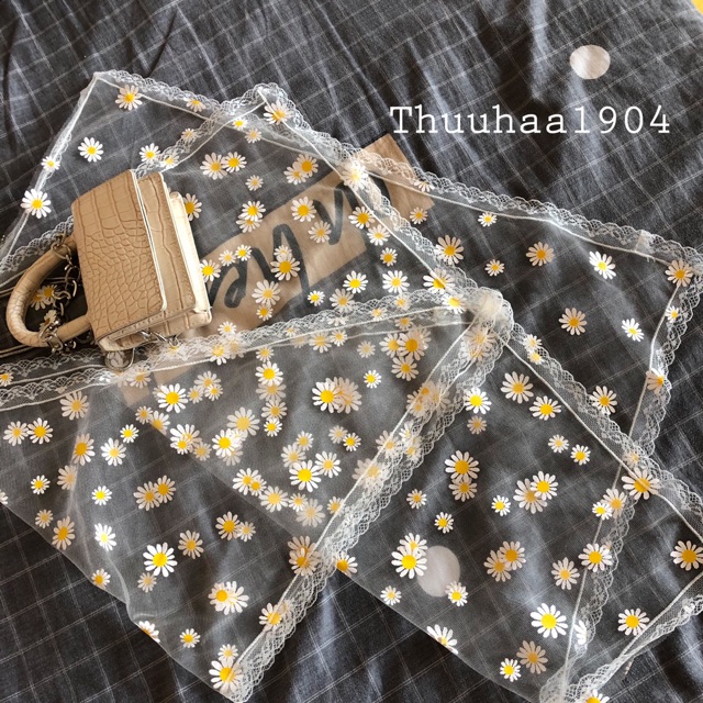Khăn Bandana Ren Hoa Cúc Trắng