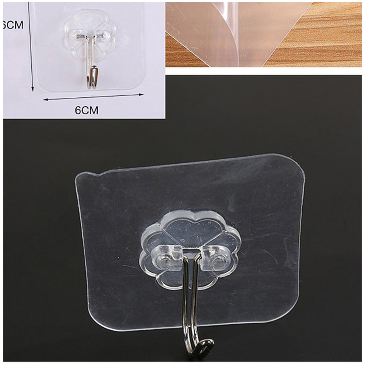 [Set 10 cái] Móc dán trong suốt chịu lực