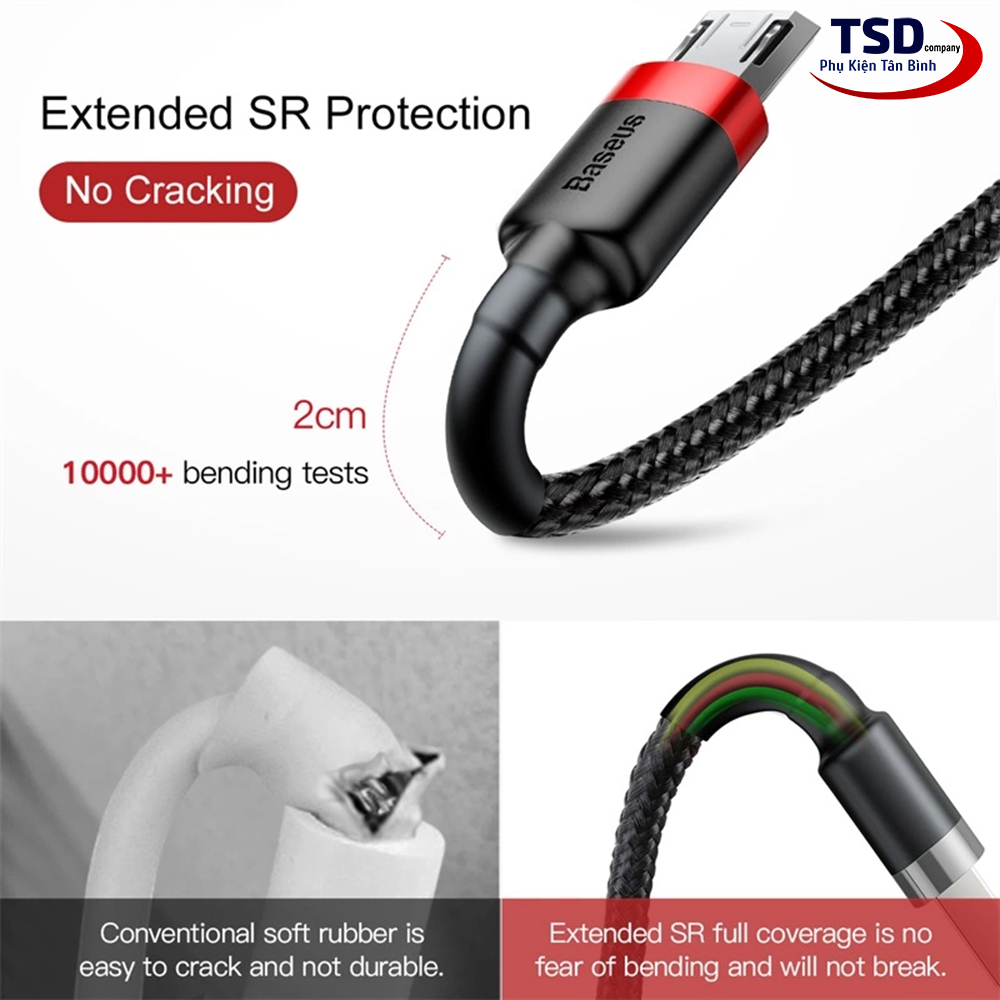 Cáp Sạc Nhanh Baseus Cafule Dài 2 Mét ( iPhone, Type C, Micro )