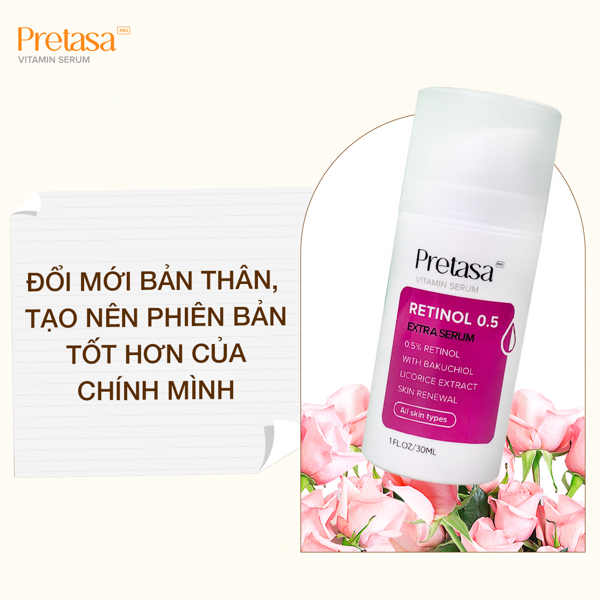 Retinol Pretasa 0.5% Serum 30ml [Chính Hãng]