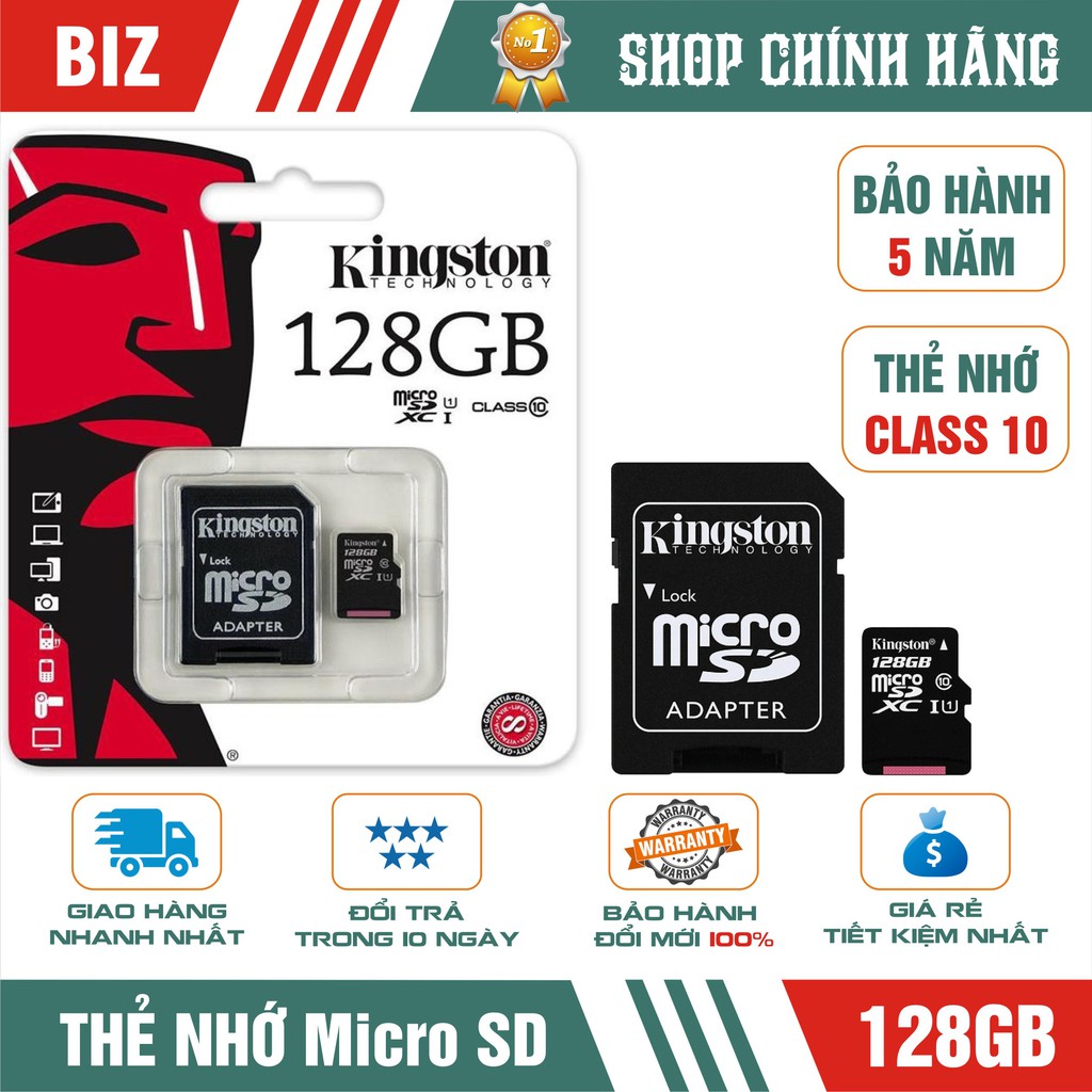 Thẻ nhớ Kingston Microsd Class 10 - bảo hành 5 năm!!!