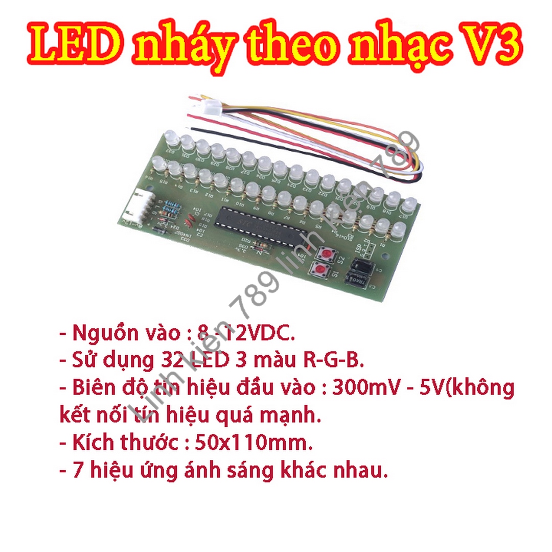 Mạch LED nháy theo nhạc V3 2 kênh 32LED - Linh Kiện 789