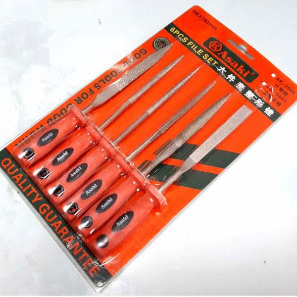 5x180mm bộ giũa mini 6 chi tiết asaki ak-3900