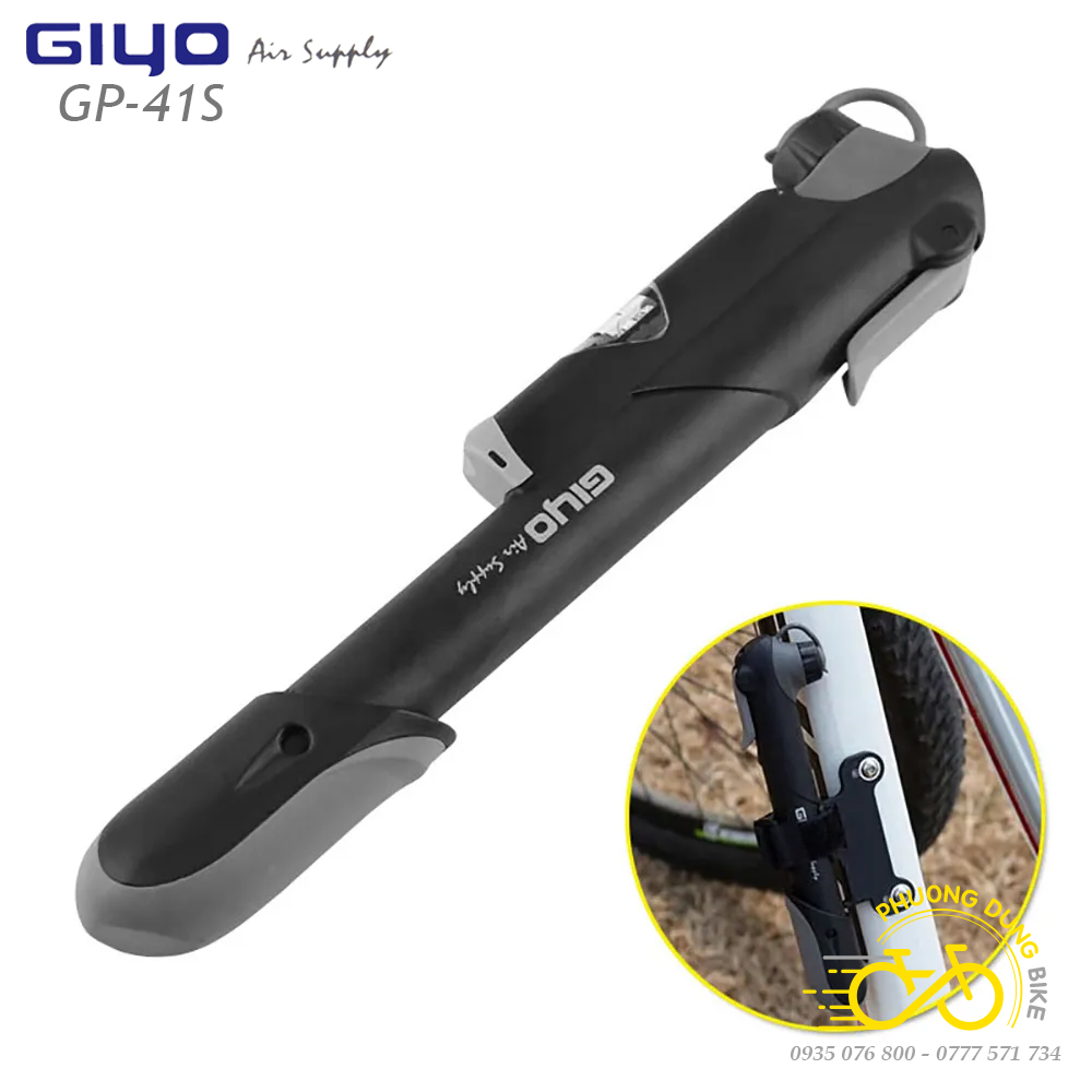 Bơm mini xe đạp GIYO GP-41S có đồng hồ áp suất