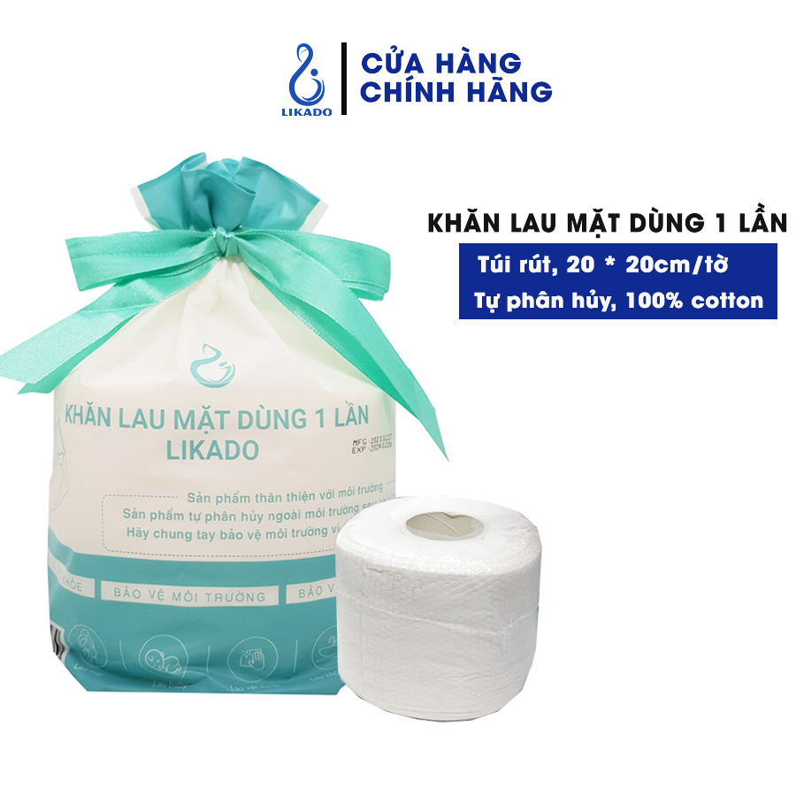 Khăn lau mặt dùng 1 lần likado kích thước (20x20cm) (1 cuộn)(50 tờ)