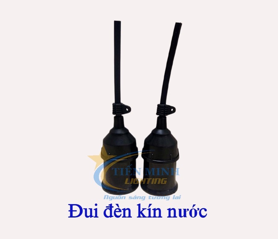 Combo 2 cái đui đèn kín nước đen/ trắng (12cm) kín nước, chất liệu nhựa chống cháy, có móc treo
