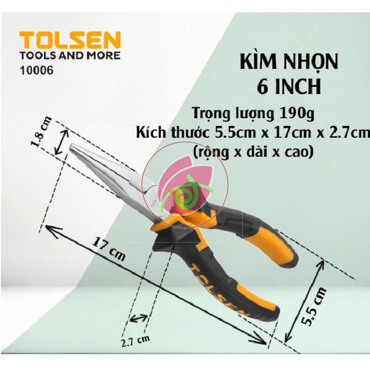 Kìm răng mũi nhọn 6" tolsen 10006 - hàng xuất khẩu châu âu