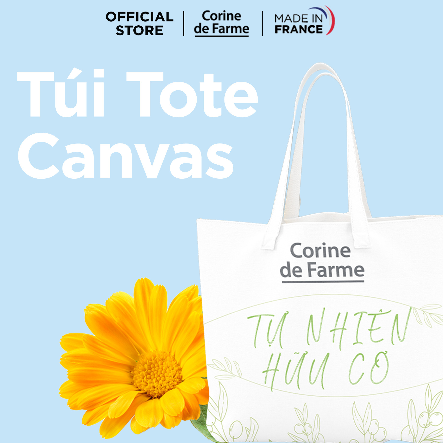 [Quà tặng] Túi Tote vải canvas cao cấp CORINE DE FARME