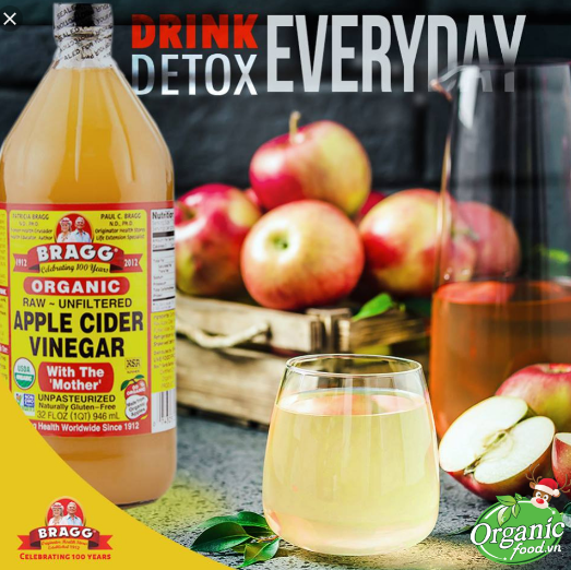 Bragg Giấm táo hữu cơ ( chai thủy tinh, có giấm cái ) 946ml (V)