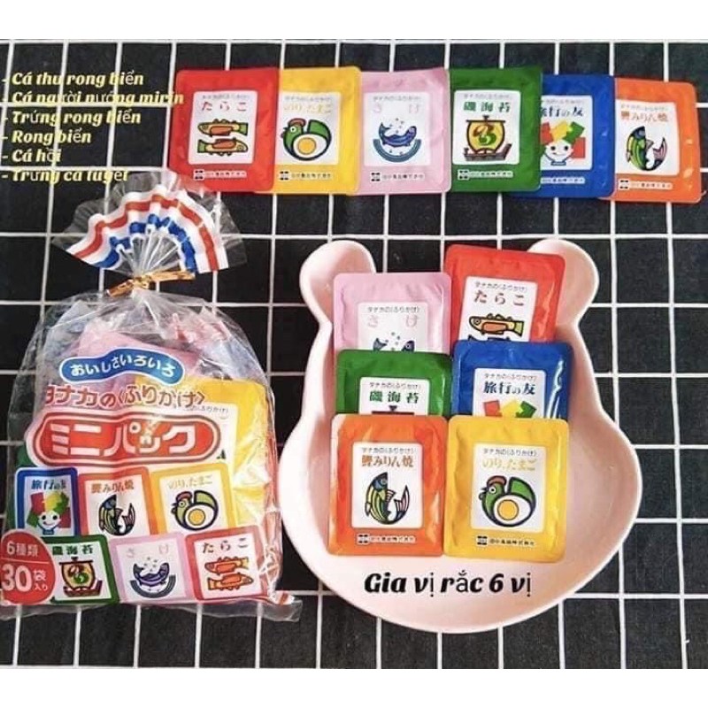Gia vị rắc cơm Tanaka Nhật cho bé (30 gói nhỏ 6 vị) date 12/2024