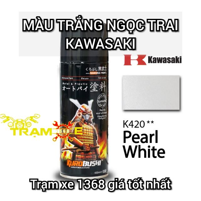 Chai sơn xịt Samurai màu trắng ngọc trai K420 - Trắng ánh kim Kawasaki 400ml