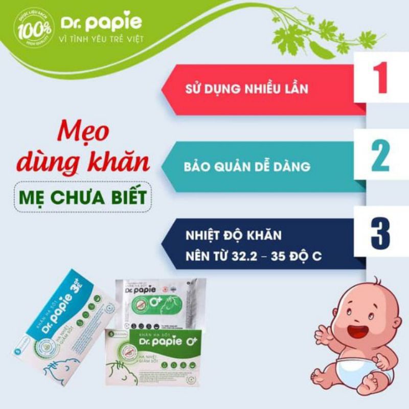 KHĂN LAU HẠ SỐT THẢO DƯỢC Dr.Papie