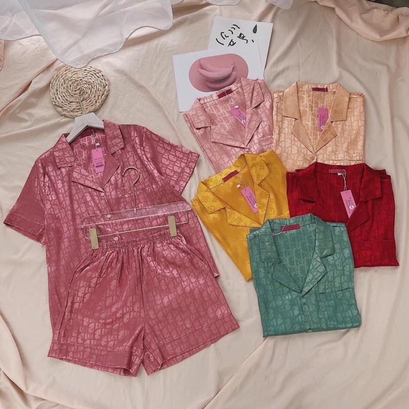 Bộ đồ Pijama lụa Bộ lụa gấm cộc-đùi cao cấp hàng chuẩn kèm Video ảnh