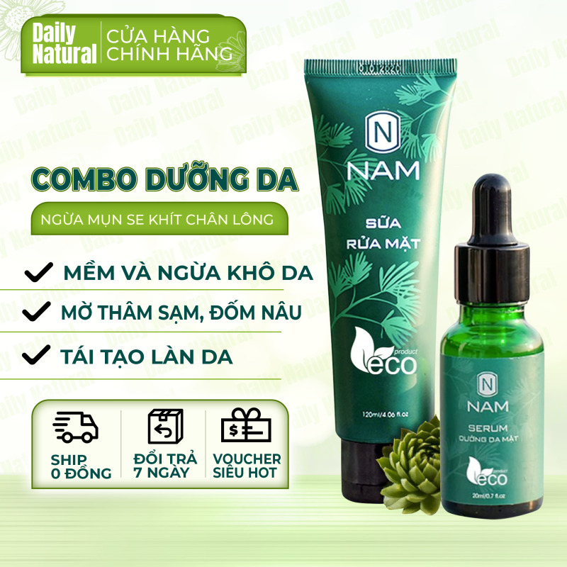 Combo dưỡng da mặt nam Thiên Nhiên Việt , ngừa mụn se khít lỗ chân lông, trắng sáng tự nhiên - Daily Natural nhập khẩu