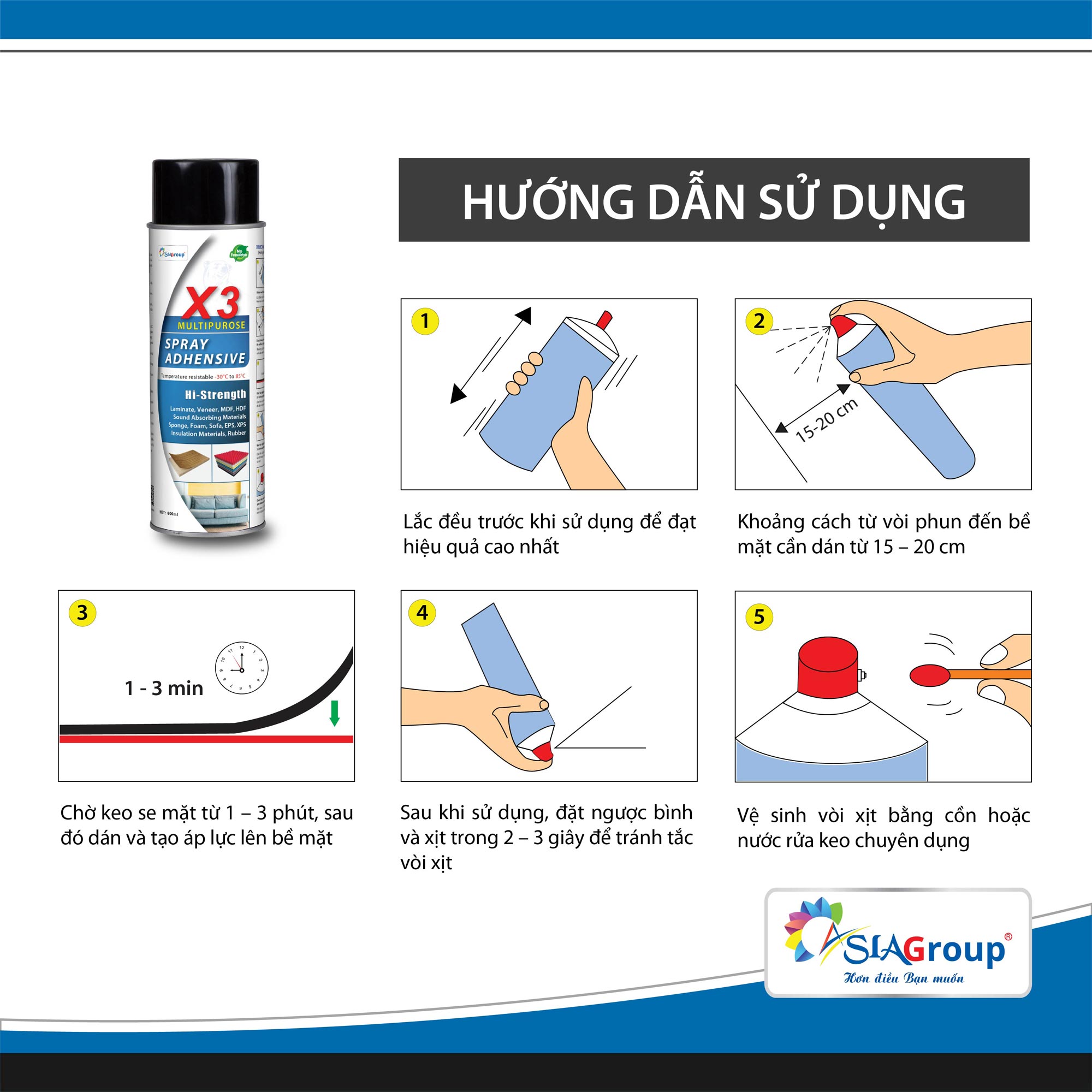 Keo xịt đa năng ASIA X3 - Lon 600ml